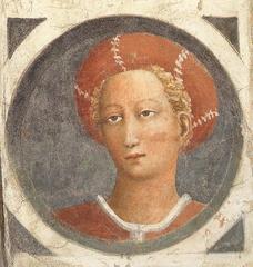 Masaccio Medallion painting of a young man with a hat