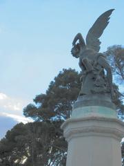 Statue of the Fallen Angel in Retiro Park, Madrid, Spain