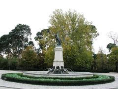 Monument to the Fallen Angel in Buen Retiro Gardens, Madrid