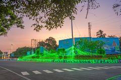 Decorated roundabout in Vizag for G 20 summit