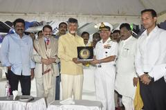 CBN with Navy officers at Visakhapatnam