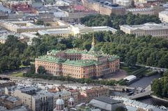 Aerial view of St. Michael's Castle in Saint Petersburg, Russia