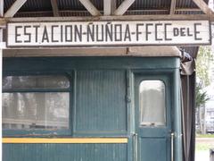 Original wooden sign from the old Ñuñoa station at the Railway Museum of Santiago, Chile