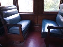 Passenger train seats and window