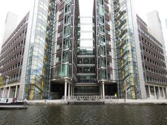 The Rolling Bridge in Paddington Basin, London, in a rolled-up position