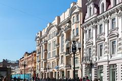 Arbat Street in Moscow with historic buildings