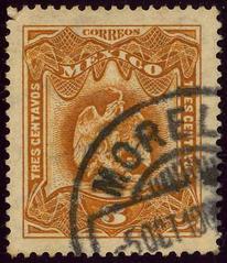 1899 3 centavos Mexico stamp bridge cancelled at Morelia