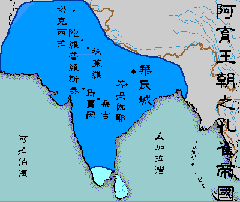 Political map of the Mauryan Empire including notable cities and geographical details