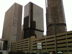 Denver skyscrapers and parking garage on California Street