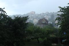 intense rain in Prague's Libeň district