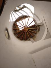 Interior of Castelinho da Rua Apa under restoration with skylight on the ceiling