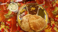 Chole Bhature with Boondhi Raita at a roadside stall