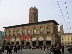 Facade of Palazzo del Podestà palace in Piazza Maggiore, Bologna, Italy