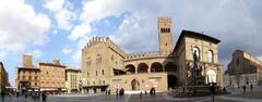 Bologna Piazza del Nettuno panorama with Neptune fountain