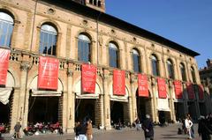 Facade of Palazzo del Podestà in Piazza Maggiore, Bologna, Italy