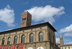 Monument in Piazza Maggiore, Bologna, Italy