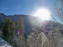 Day after snowfall in northern Pakistan with bright sun