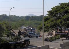 view of Aurangabad town with Daulatabad fortress in the distance, Maharashtra, India