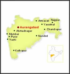 Aurangabad city location in Maharashtra map