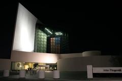 JKF library in Dorchester, MA at night