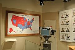 mockup of a newsroom showing 1960 presidential election returns