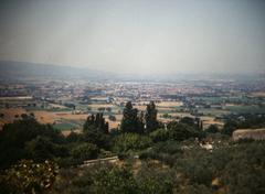 Panoramic view of Assisi, Italy with historical architecture