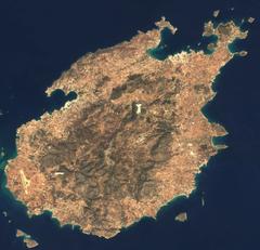 Paros island satellite view