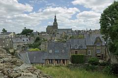 Scenic view of Dinan with Basilica of Saint-Sauveur