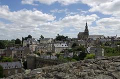 Dinan city view including the ramparts and the Basilica of Saint-Sauveur from the Connetable tower