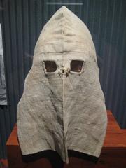 Calico prison hood from the 1870s