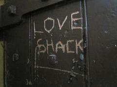 Love Shack graffito on a cell door at the Old Melbourne Gaol