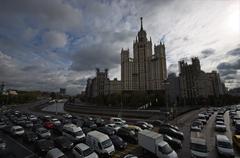 View of Moscow cityscape with prominent historical and modern architecture