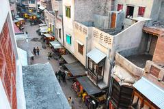 Bird's eye view of Shahi Guzargah near Delhi Gate in Lahore, Punjab, Pakistan