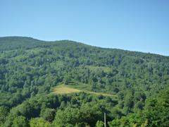 View from the village Yamna with mountains and green valley