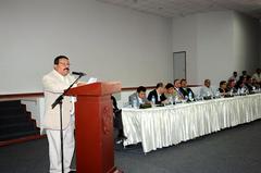 Congressman Tomás Zamudio at the Second Decentralized Public Hearing of the National Defense and Internal Order Commission at Real Felipe Castle