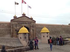 Entrance of the Real Felipe fortress in Callao, Peru