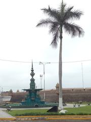 Fountain at Independence Square near Real Felipe Fortress in Callao, Peru