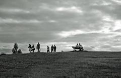 Parliament Hill at sunset with a color and monochrome version