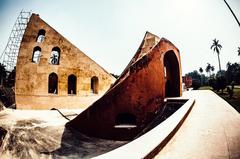 Jantar Mantar observatory in New Delhi with architectural astronomy instruments