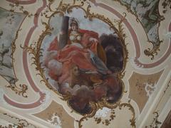 Ancient ornate room with frescoed ceiling in Palermo's Martorana