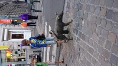 sculpture of urinating dog in Brussels