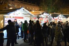 Advent celebration in Zagreb with festive lights and crowd