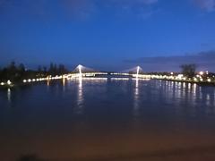 Pedestrian bridge between Strasbourg and Kehl at dusk