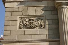 Porta Garibaldi city gate in Milan featuring a relief with a wreath and the caduceus by Mercurius