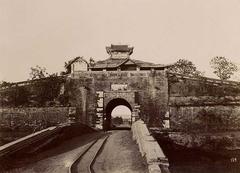 Decauville train in Hanoi, 1888-1891, near the East Gate of the Citadel