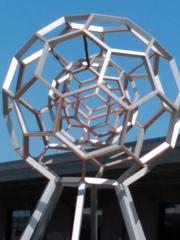 Buckyball sculpture in San Francisco that changes colors at night