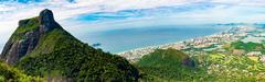 Panoramic view from Pedra Bonita featuring Pedra da Gávea and Barra da Tijuca