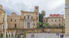 Piazza Bellini with Martorana Church and San Cataldo Church in Palermo