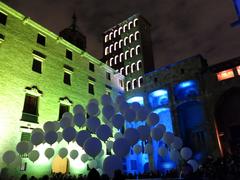 suspended installation at Plaça del Rei during Llum BCN