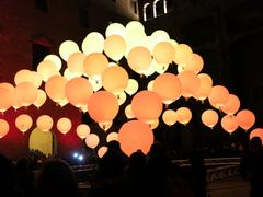 Llum BCN art installation Suspès at plaça del Rei in Barcelona